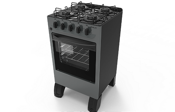 Fogão 4 Bocas Carina Mesa de Vidro Preto - BRASLAR