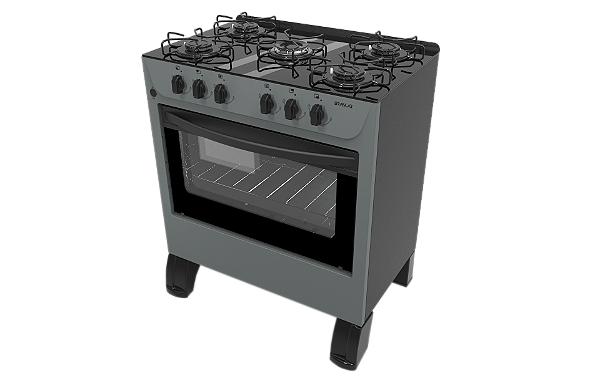 Fogão 5 Bocas Carina Mesa de Vidro Preto - BRASLAR