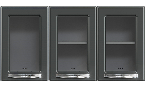 Armário Aéreo Triplo com Vidro Esmeralda 820007-09T Cinza - TELASUL