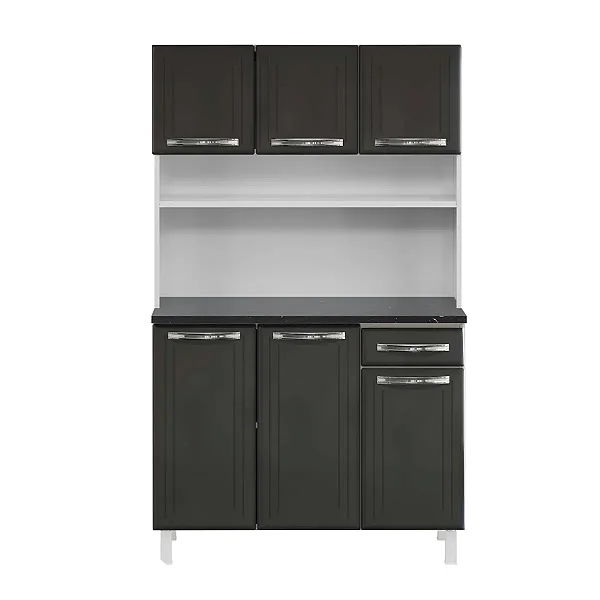 Kit Cozinha 6 Portas 1 Gaveta Esmeralda Cinza - TELASUL