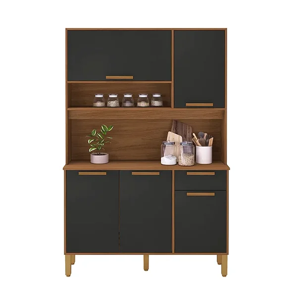 Kit Cozinha 5 Portas 1 Gaveta 61881 Freijo Chumbo - INDEKES