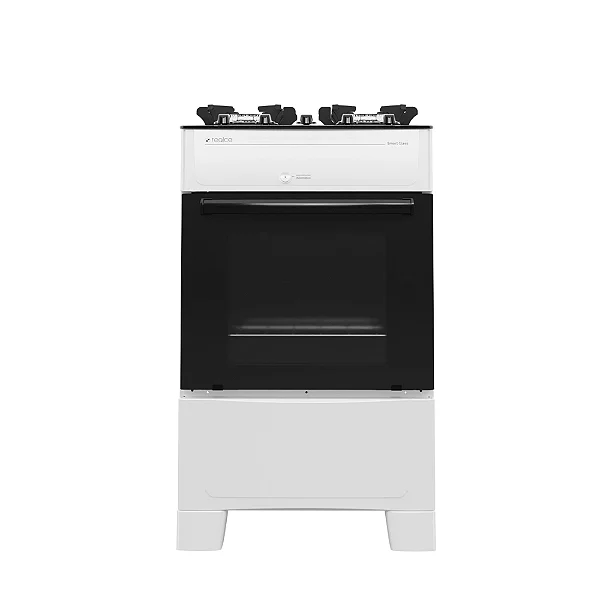 Fogão 4 Bocas Smart Glass 35287 Mesa de Vidro Branco - REALCE