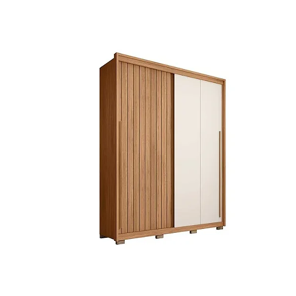 Roupeiro 2 Portas/ C 3 Gaveta 1.8 Moviment 100% MDF Freijó/ Off White - CAEMMUN