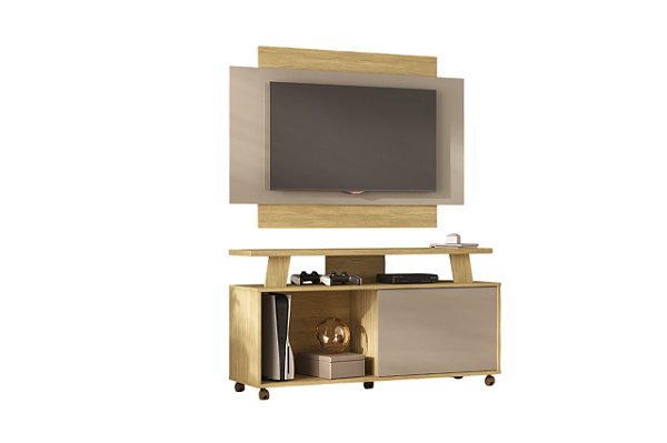 Rack Painel Riviera 2295R-497 Wood Madeirado/ Wood Reflecta Brilho Flex - ATUALLE MÓVEIS