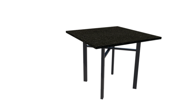 Mesa 4 Lugares Fortaleza 90X90 TB Preto Tampo Granito Craqueado Verde Ubatuba - INCOMEL