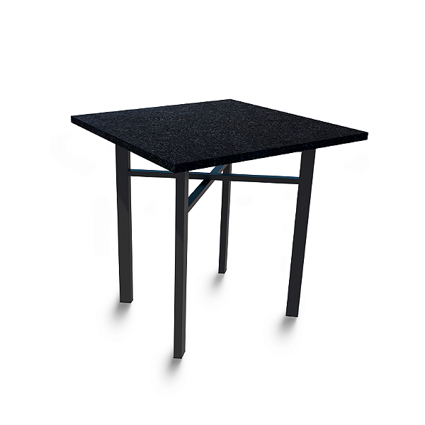Mesa 4 Lugares Fortaleza 75X75 TB Preto Tampo Granito Preto Escovado - INCOMEL