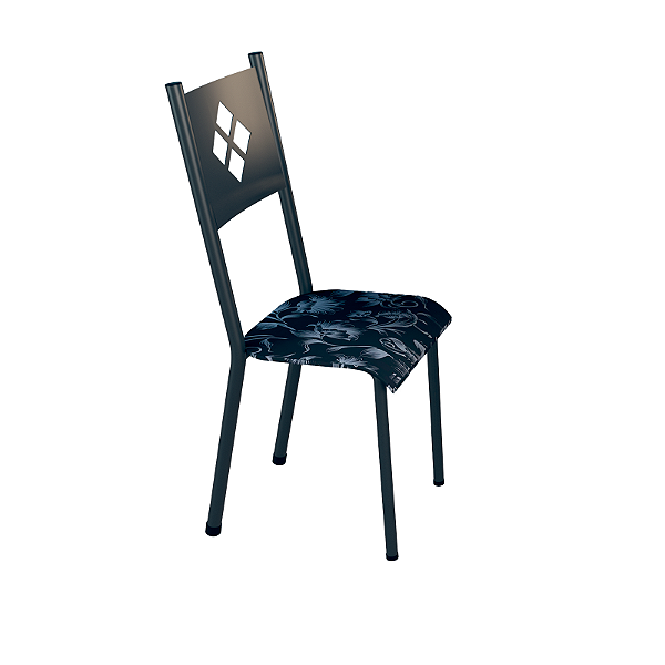 Conjunto 2 Cadeiras Tubular Fortaleza Preto Craqueado linho Cinza - INCOMEL