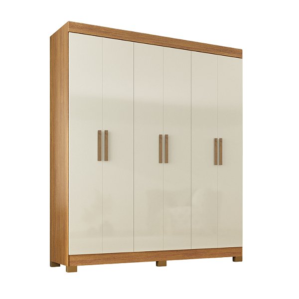 Roupeiro 6 Portas 2 Gavetas Holanda 3780-77 Cinamomo/ Off White - MAXEL