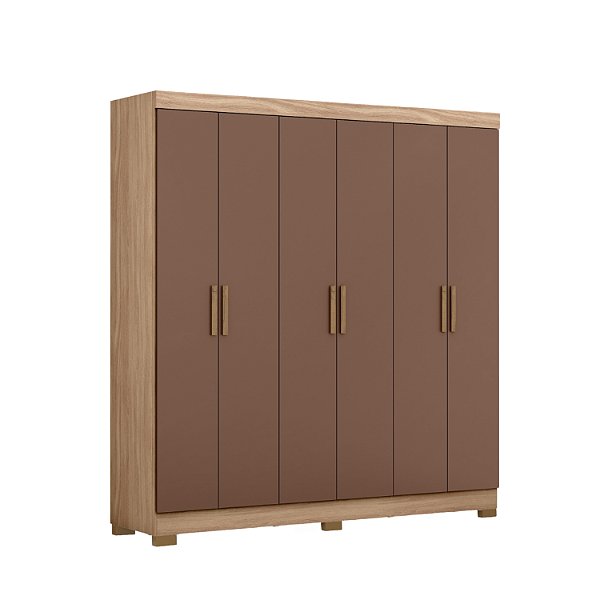 Roupeiro 6 Portas 2 Gavetas Holanda 3780-32 Capuccino/ Terracota- MAXEL
