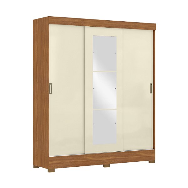 Roupeiro 3 Portas 2 Gavetas C/ Espelho San Marino Flex 3531-77 Cinamomo/ Off White - MAXEL