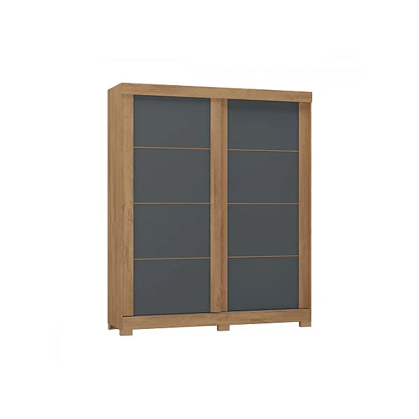 Roupeiro 2 Portas 2 Gavetas Montana 2198R-471 Canelato Rustico/ Grafite Natural Off White - ATUALLE MÓVEIS L