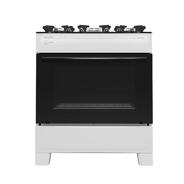 Fogão 5 Bocas Smart Glass 35287 Mesa de Vidro Branco - REALCE