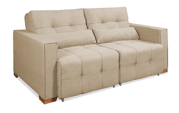 Sofá Cama e Retrátil Dublin 1.80 TEC 1100 Linho Bege - SILVA FLEX