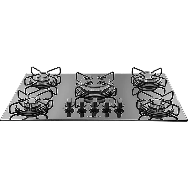 Cooktop 5 Bocas Tripla Chama à Gás FG5305AVP Vidro Temperado Preto - SUGGAR