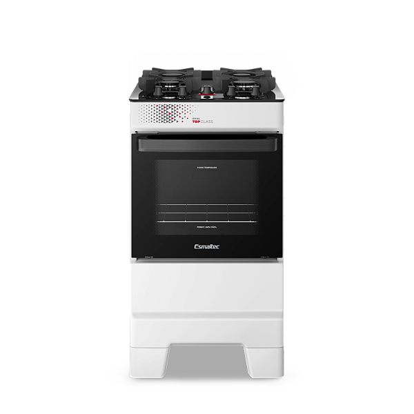 Fogão 4 Bocas TOP GLASS T4VAB Mesa de Vidro Branco - ESMALTEC
