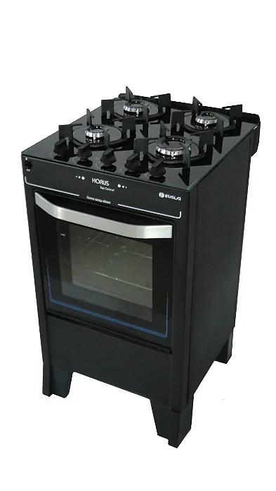 Fogão 4 Bocas Horus Glass Top Control Mesa de Vidro Black - BRASLAR