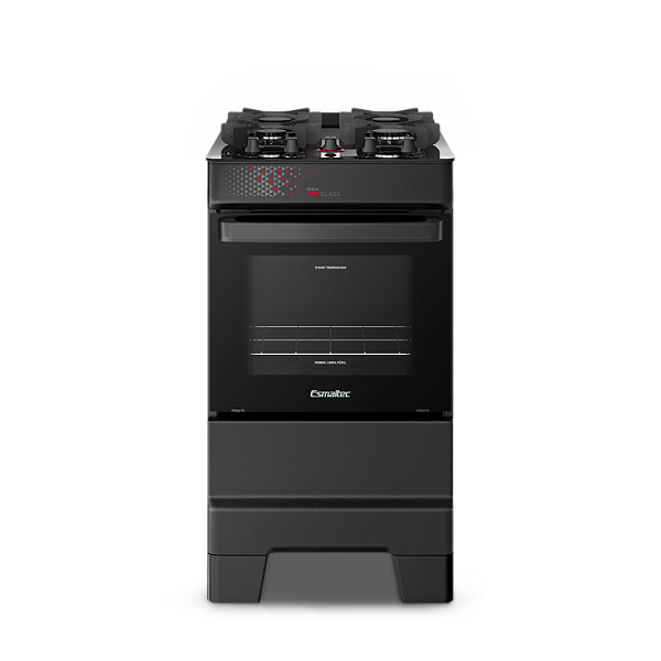 Fogão 4 Bocas TOP GLASS T4VAP Mesa de Vidro Preto - ESMALTEC