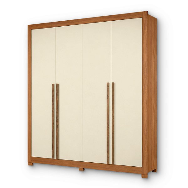 Roupeiro 4 Portas 3 Gavetas Cannes 1909-77 Cinamomo/ Off White - MAXEL