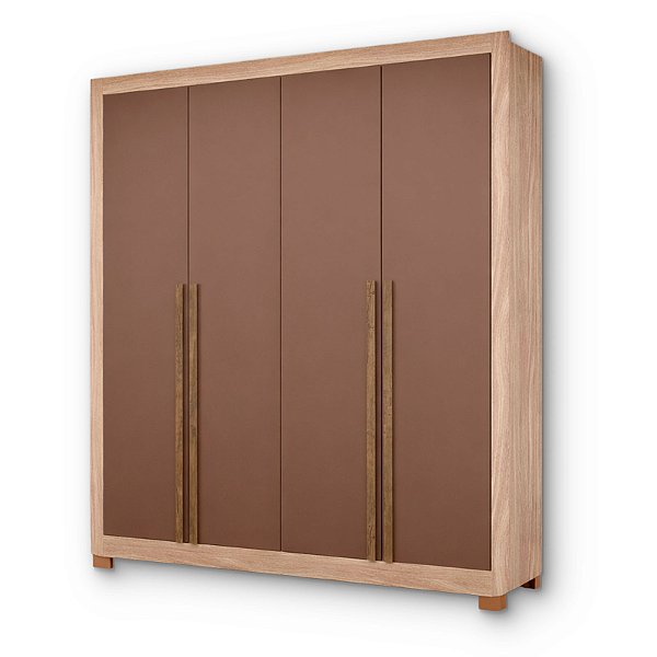 Roupeiro 4 Portas 3 Gavetas Cannes 1909-32 Capuccinoi Terracota - MAXEL