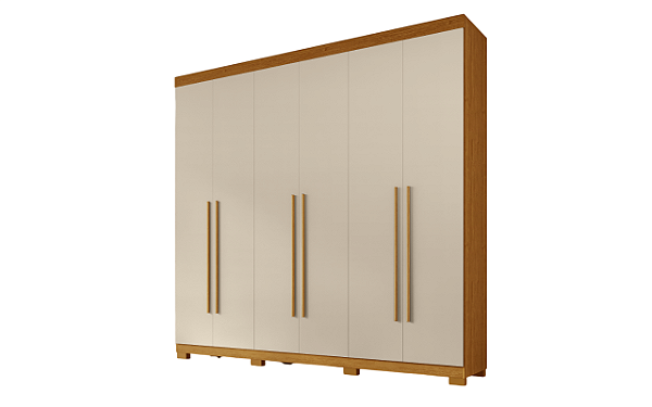 Roupeiro 6 Portas 4 Gavetas Nubia Cinamomo/ Off White - ACP MÓVEIS