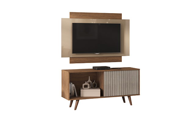 Rack Painel Malaga 5316R-554 Acácia/ 3D Reflecta + Reflecta - ATUALLE MOVEIS