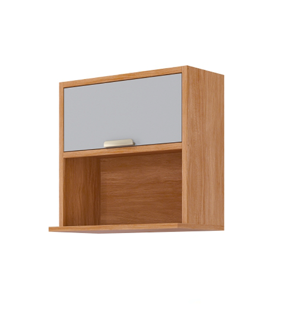 Armário Aéreo Micro-ondas Eloisa 100% MDF Cinamomo/ Platina - MGM MOVEIS