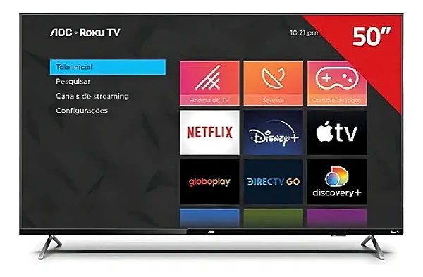 Smart TV 50 LED 4K 50U6125/78G ROKU 3HDMI 1USB - AOC