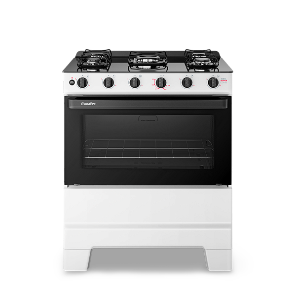 Fogão 5 Bocas Super F5VAB Glass Mesa de Vidro Branco - ESMALTEC