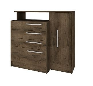 Cômoda 4 Gavetas 1 Porta Nevada 2380-358 Mocaccino Rústico - ATUALLE MÓVEIS