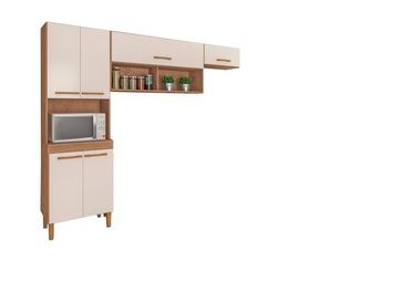 Cozinha 6 Portas Modena 4045-355 Canelato Rústico/ Natura Off White  - ATUALLE MÓVEIS