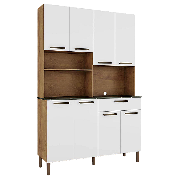 Kit Cozinha 8 Portas 1 Gavetas Tannat Gold 100% MDF Sevilha/Branco - RONIPA