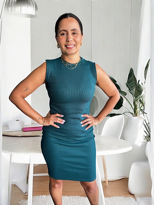 Vestido Regata Midi Canelado