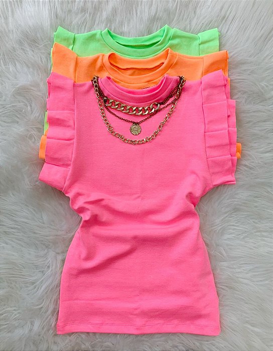 Kit 3 Peças Blusa Manga Babado