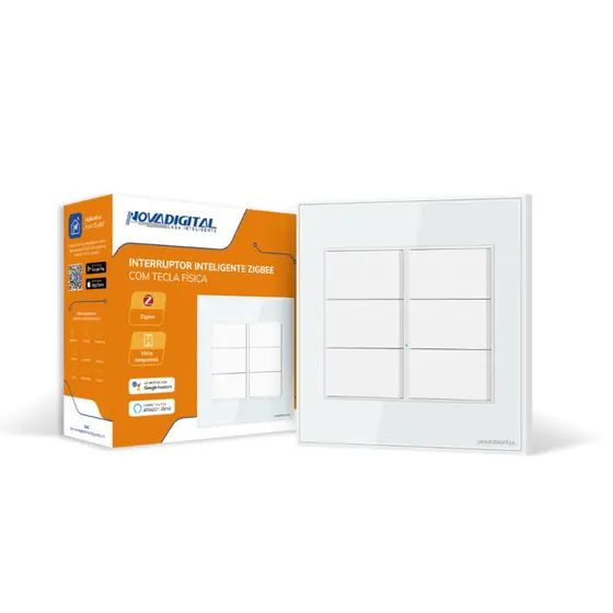 Interruptor Novadigital  6 Teclas FISICAS Branco Zigbee 4x4