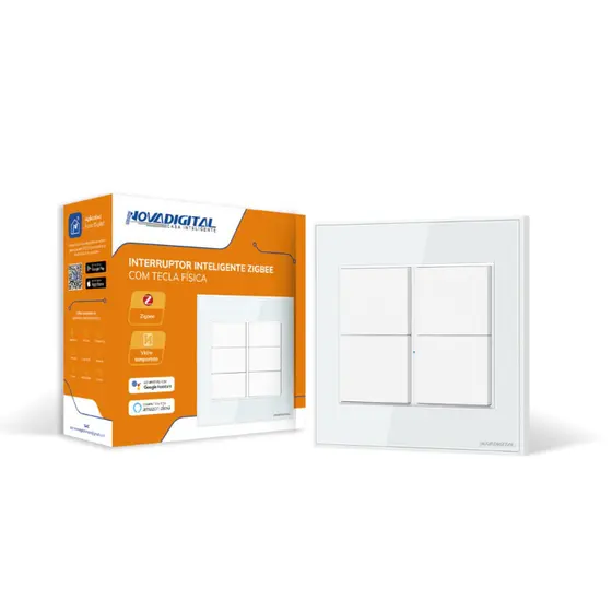 Interruptor Novadigital  4 Teclas FISICAS Branco Zigbee 4x4