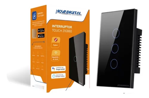 Interruptor Inteligente NovaDigital touch 3 teclas Preto Zigbee