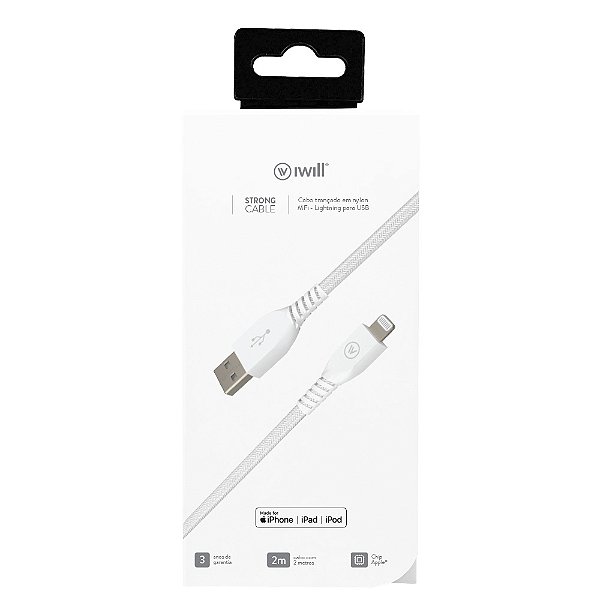 Cabo Strong MFi x USB Nylon Branco