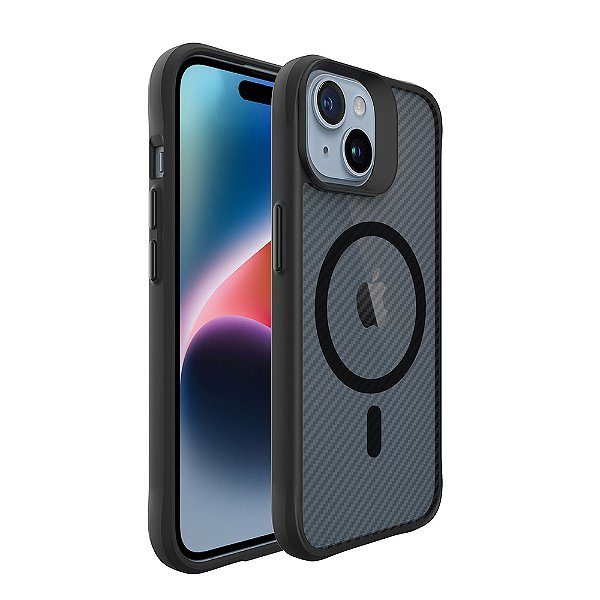 Capinha Iphone 15 Plus Magcase Clarity Carbon Fiber