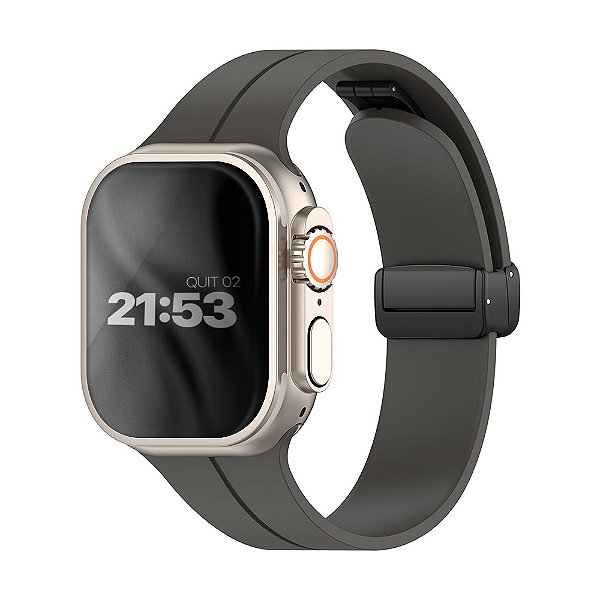 Pulseira Silicone Lock Cinza