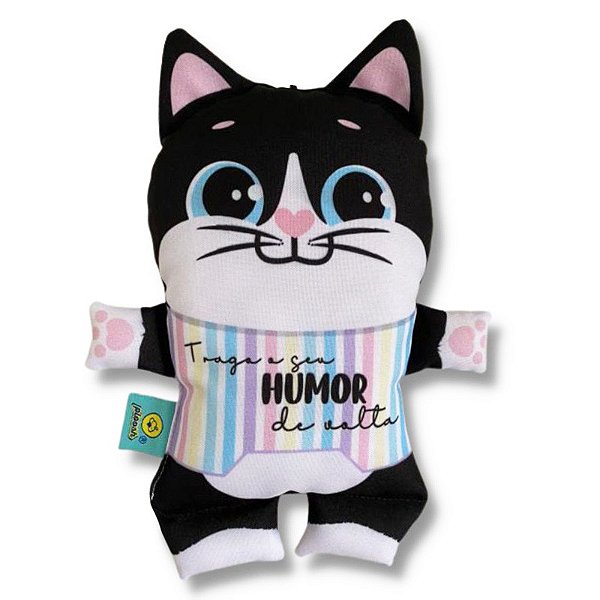 Almofada Ploosh Brinquedo Pets Gato Preto Humor