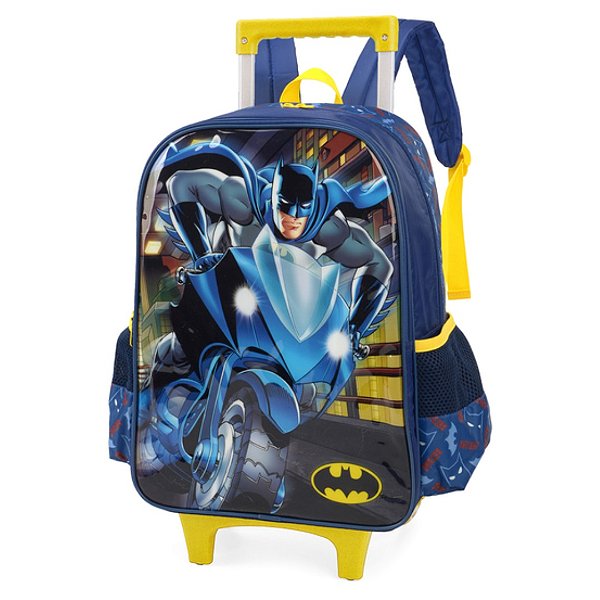 Mochila com Rodinhas Batman Azul volta as aulas promoção - Lojão Gideão