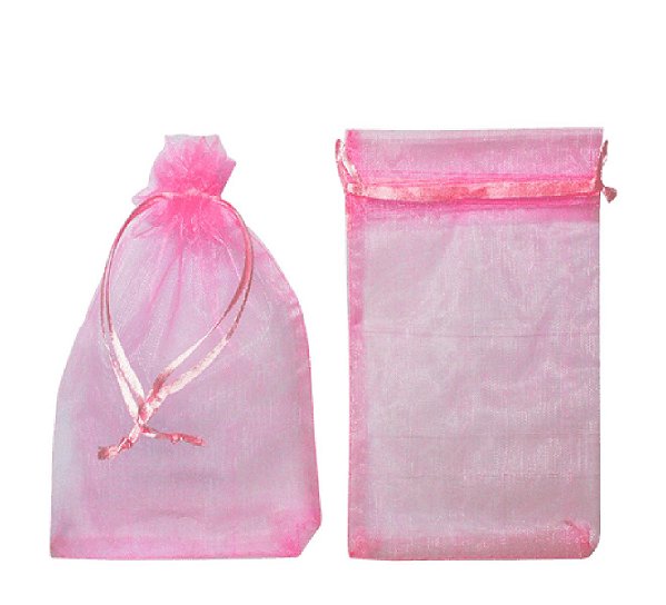 SAQUINHO TULE ORGANZA ROSA (10 UNIDADES)
