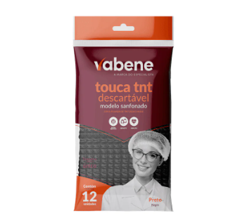 PACOTE TOUCA PRETA DESCARTÁVEL TNT VABENE (12 UNIDADES)