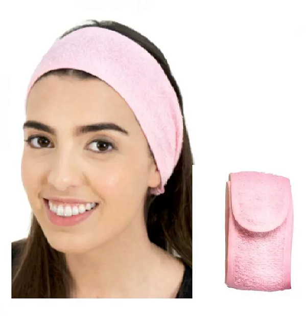 FAIXA ATOALHADA PARA CABELO VELCRO ROSA