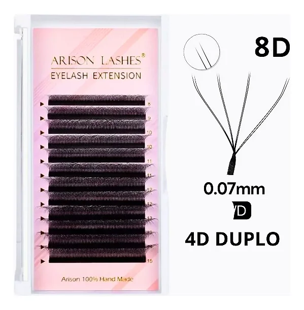 CÍLIOS ARISON 8DW FIOS DUPLOS 0.07D MIX 8-15mm