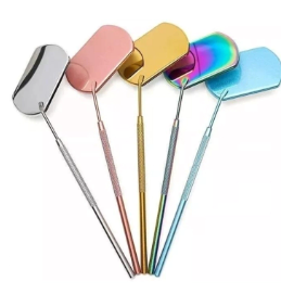 ESPELHO PRECISÃO AÇO INOX P/ EXTENSÃO CÍLIOS RETANGULAR (CORES SORTIDAS)