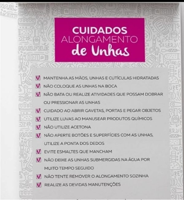 FICHA CUIDADOS PÓS ALONGAMENTO UNHAS [25 FOLHAS]