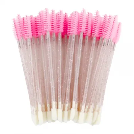PINCEL APLICADOR/ESCOVINHA DUPLO ROSA GLITTER (50 UNIDADES)