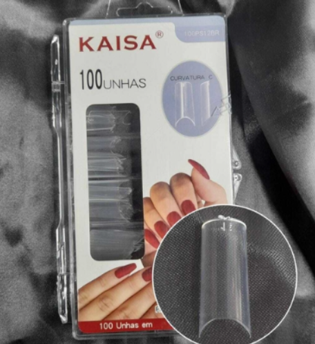 CAIXA TIPS ACRIGEL CURVATURA C TRANSPARENTE (100 UNIDADES)