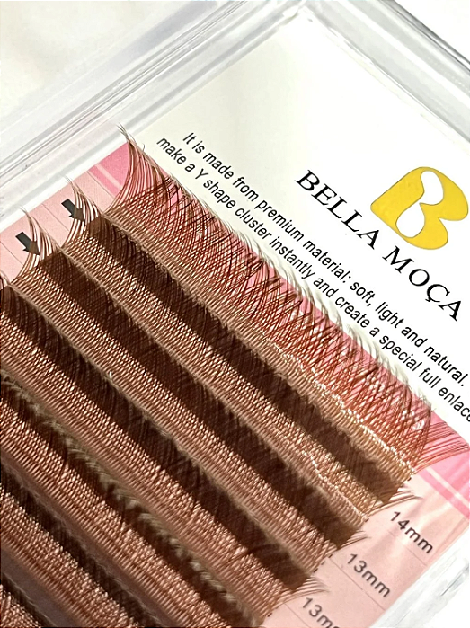 COMBO 4 CAIXAS DE CÍLIOS BELLA MOÇA YY VOLUME BRASILEIRO MARROM 0.07D
